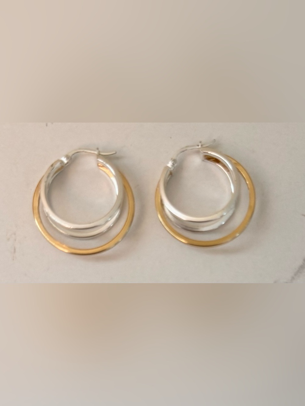 Two-Tone Silver and Gold Hoop Earrings - Women Jewelry